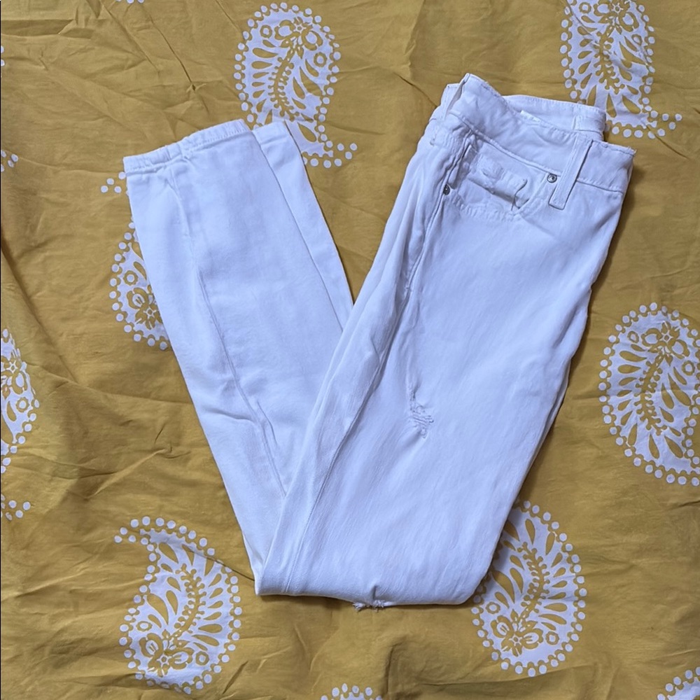 Joes White Distressed Skinny Ankle Jeans